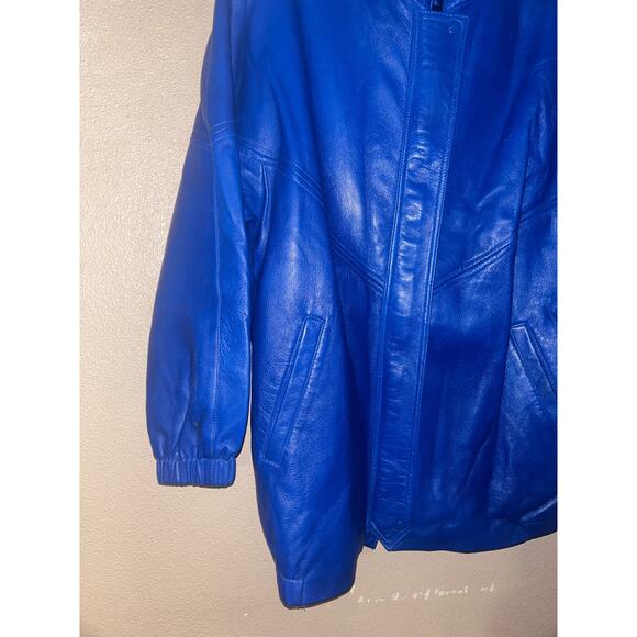 Dero by Rocco Amelio Y2K Biker Rocker Vintage Blue Leather  Jacket - Picture 6 of 9